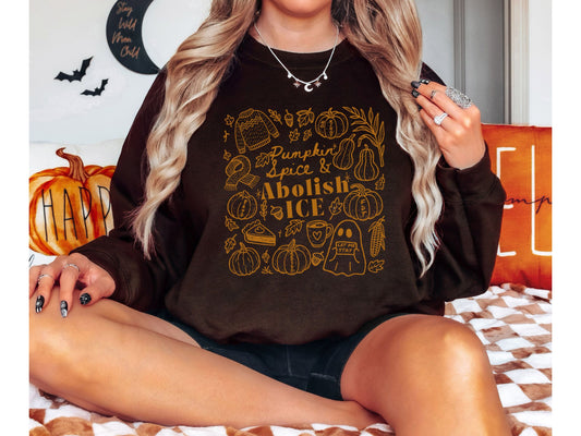 Abolish Ice Anti Trump Fall Doodles Crewneck Sweatshirt